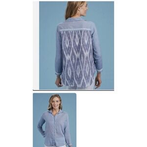 FRESH PRODUCE Size M/L Everyday Button Down Shirt OVERSIZED Embroidered